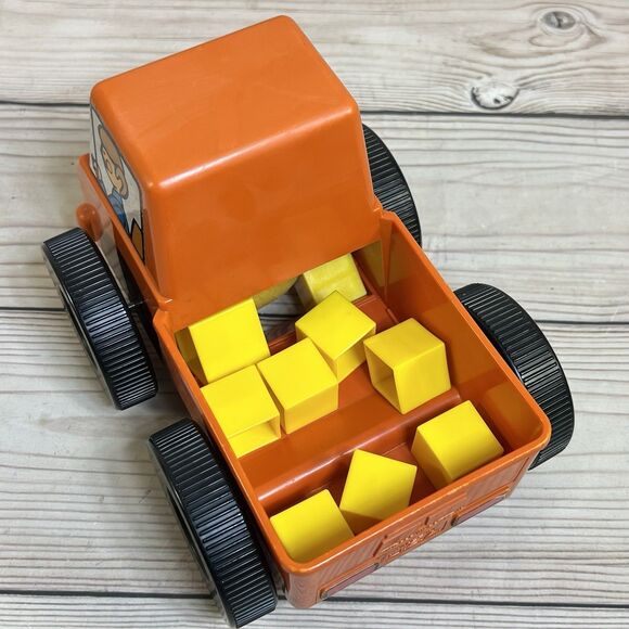 VTG Tupperware Tupper Toys Pick Em Up Truck Orange w/9 Number Cubes 70s Toy Car - Picture 11 of 13